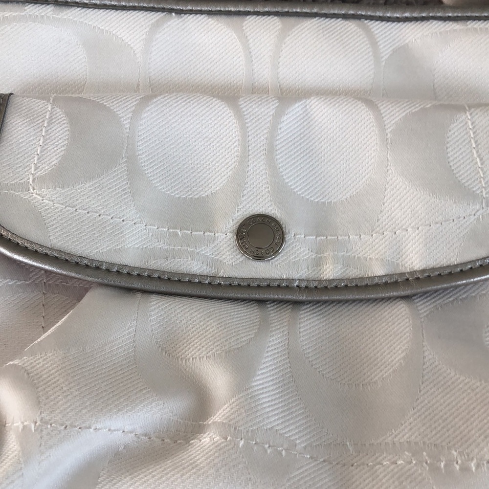 White Coach Signature Fabric Crossbody Handbag - Picture 8 of 9